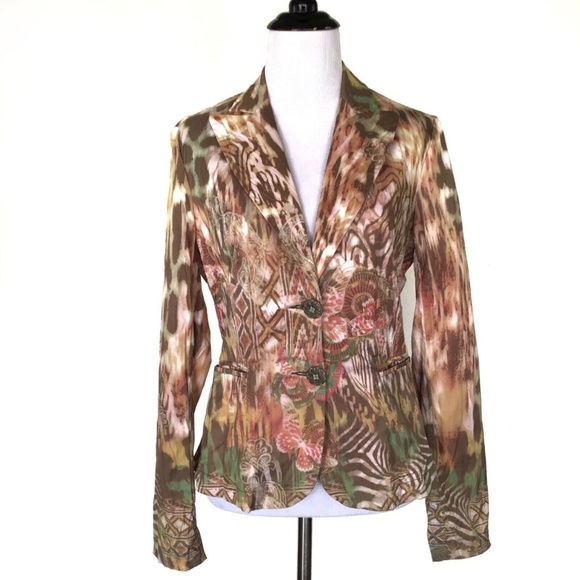 Alberto Makali Jackets & Blazers - Alberto Makali Animal Print Crinkle Stretch Blazer